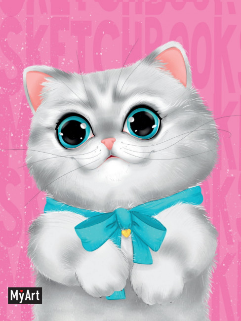 Скетчбук "Серый котик" из серии "MeowBook" MyArt, Формат: 120x150x11 160стр, Проф-Пресс