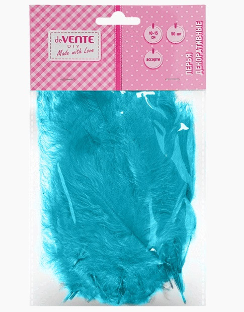 Перья декоративные10x15мм, 30шт натуральные индюшиные, бирюзовые цвета, deVENTE/8130106
