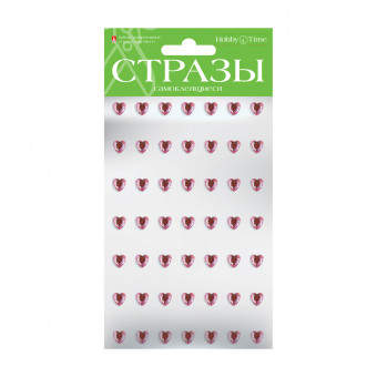 Самоклеящиеся стразы 8мм "Сердечки-1", 6цв, №47, BV/2-103/1