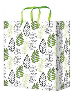 Пакет подарочный "Зелёные листья" с глянц.лам 18x23x10см (М), 157г, MILAND/ПКП-4235 (12)