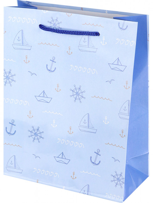 Пакет подарочный 18x23x8см "Морской", М, Optima MILAND/ППК-4383 (12)