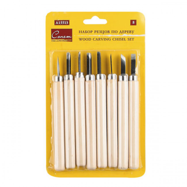 Набор резцов по дереву дерево, нержавеющая сталь, 8шт, блистер, европодвес Невская палитра DK11513