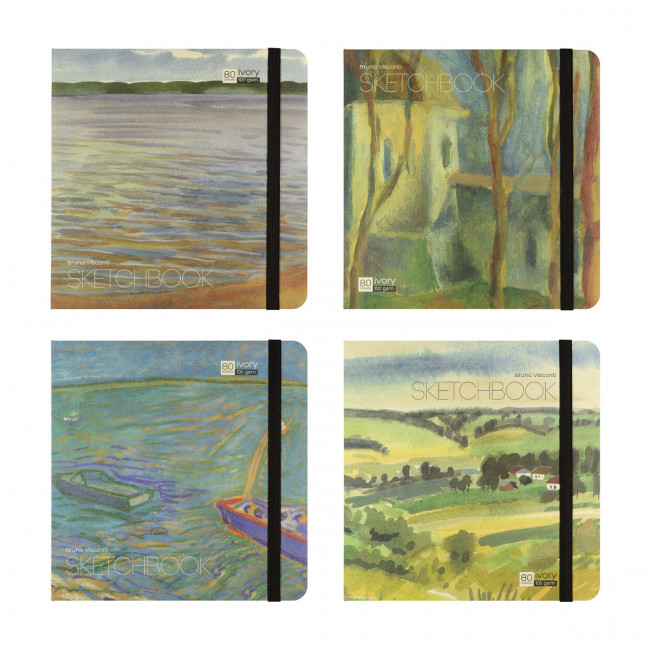 Скетчбук 200х200мм 80л "Бежевый", 4 вида ассорти, BV/1-512/02 (8)