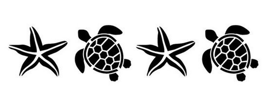 Трафарет 22 x 31см пластиковый, бордюр черепахи и звезды, Сонет Невская палитра/13746609-2