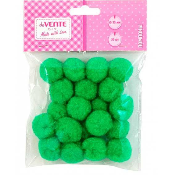 Набор помпонов 25мм для творчества, цвет зеленый, 20шт, VENTE/8000019 (12)