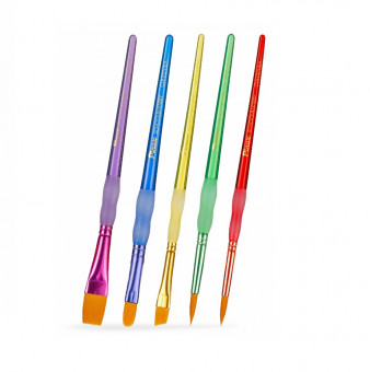 Набор кистей SCHOOL&HOBBY синтетика 5 шт. АССОРТИ, эргономичная ручка set44-5pc