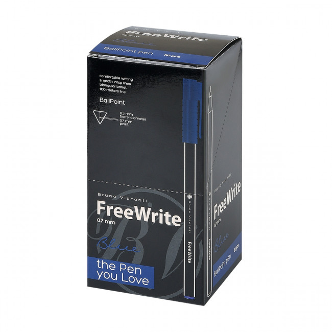 Ручка шариковая 0.7мм синяя "FreeWrite Black", цвет корпуса черный, BV/20-0327/01 (50)