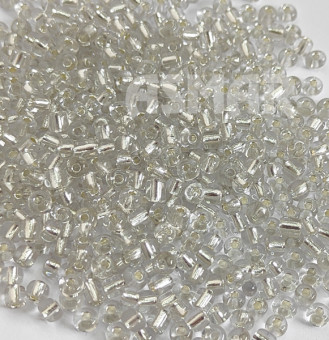 Бисер "ASMAR" размер №6, вес: 450 г, прозрачный кристалл, внутреннее серебрение