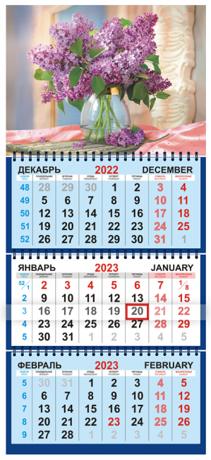 Квартальный календарь на 2023 год "Цветы", КТ-23-090