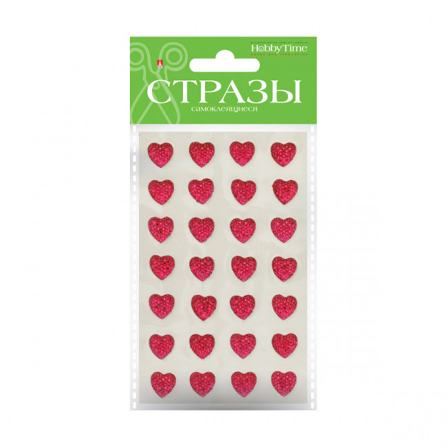 Самоклеящиеся стразы d 12мм "Сердечки", 4 вида, №83, BV/2-343/01 Самоклеящиеся стразы d 12мм "Сердечки", 4 вида, №83, BV/2-343/01