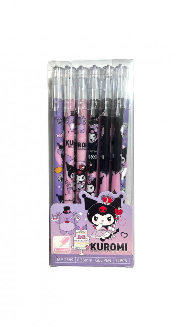 Ручка гелевая синяя 0,38мм Магистр "Kuromi" со стираемыми чернилами, корпус 8см, MP-2389 (12)