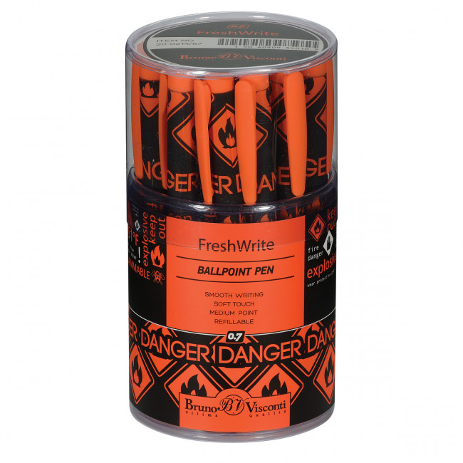 Ручка шариковая 0,7мм синяя "FreshWrite. Огнеопасно!", BV/20-0214/67 (24)