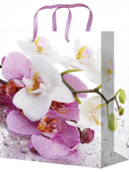 Пакет подарочный "Прекрасные орхидеи" с глянц.лам 18x23x8см (М), 128г, MILAND/ПКП-4199 (12)