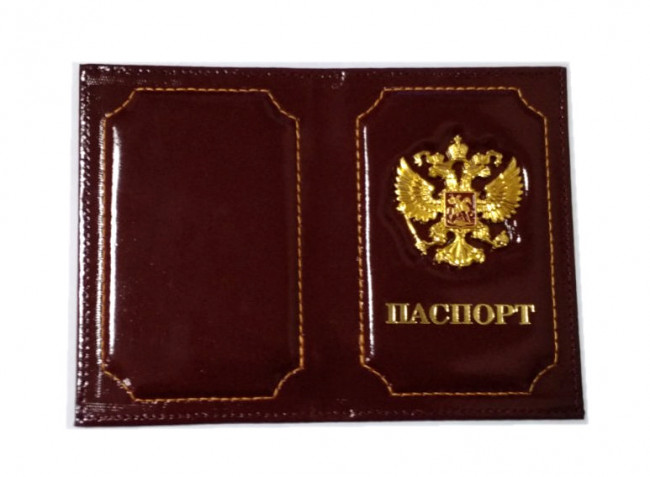 Обложка на паспорт WENZER OFFiCE из натуральной кожи "спилок", металл. Герб, бордовый