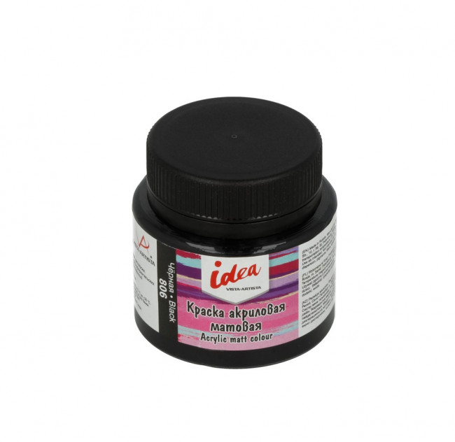 Краска акриловая для декора матовая 50мл 806 Черная, idea, VISTA-ARTISTA/ IMA-50 806