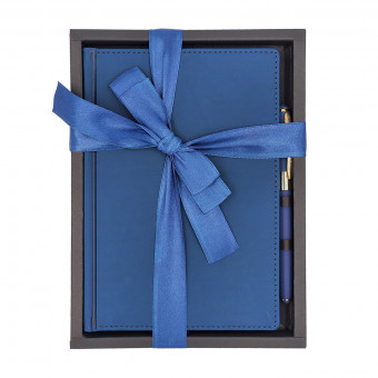 Подарочный набор: ежедневник датированный 2025-2026гг А5 136л "Velvet"+ ручка, темно-синий, BV/3-123/18-2