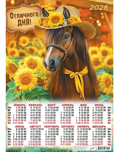 Календарь-плакат А2 2026г "Отличного дня", ПО-26-019 (10)