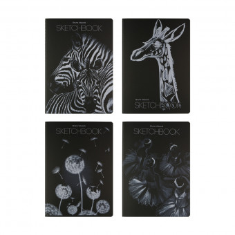 Скетчбук А4 60л "Черный. Mix № 1", 4 вида ассорти, BV/3-582/01 (12)