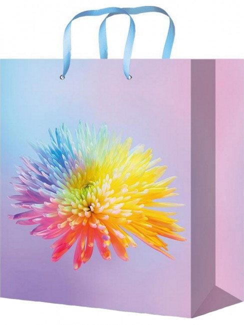 Пакет подарочный "Разноцветный цветочек" с глянц.лам 18x23x8см (М), 128г, MILAND/ПКП-4213 (12)