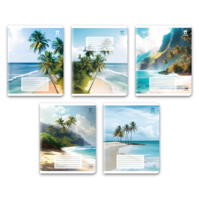 Тетрадь 18 линия Магистр "Природа", белизна 100% (5 дизайнов ассорти) (25/150)