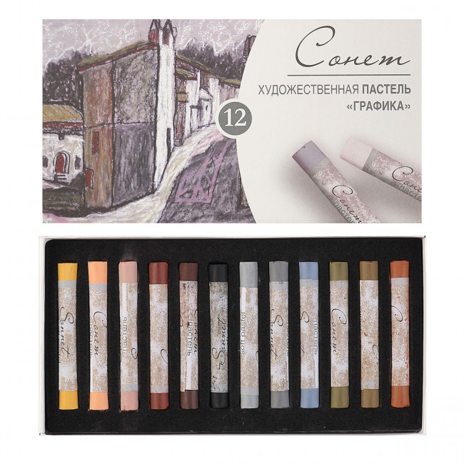 Пастель сухая художественная "Графика", 12 цв., Сонет Невская палитра/7141243
