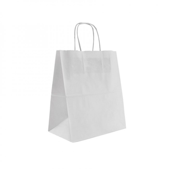 Пакет крафт 24х14х28 см белый с кручеными ручками