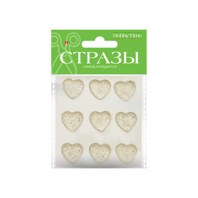 Самоклеящиеся стразы d 20мм "Сердечки", 4 вида, №85, BV/2-343/03 Самоклеящиеся стразы d 20мм "Сердечки", 4 вида, №85, BV/2-343/03