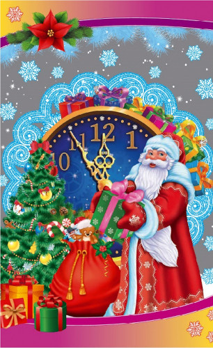Пакеты полипропилен 25х40см "НГ: Дед Мороз с часами"