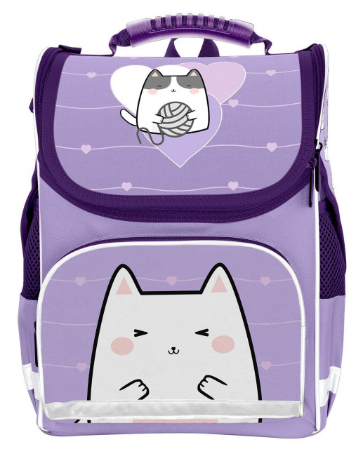 Рюкзак подрост. Schoolformat BASIC MEOW POWER 17 л сирен. 38х28х16 жестк. каркас 1 отд. молния д/девочек