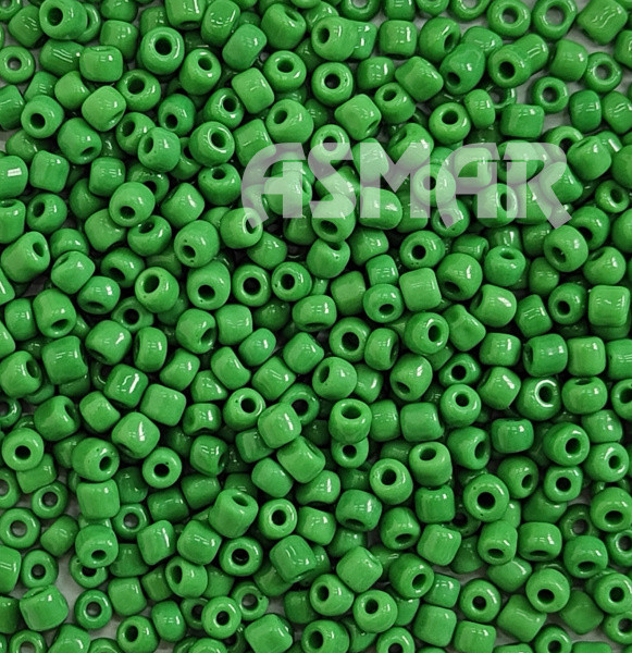 Бисер "ASMAR" размер №6, вес: 50 г, зелёный глянцевый, непрозрачный