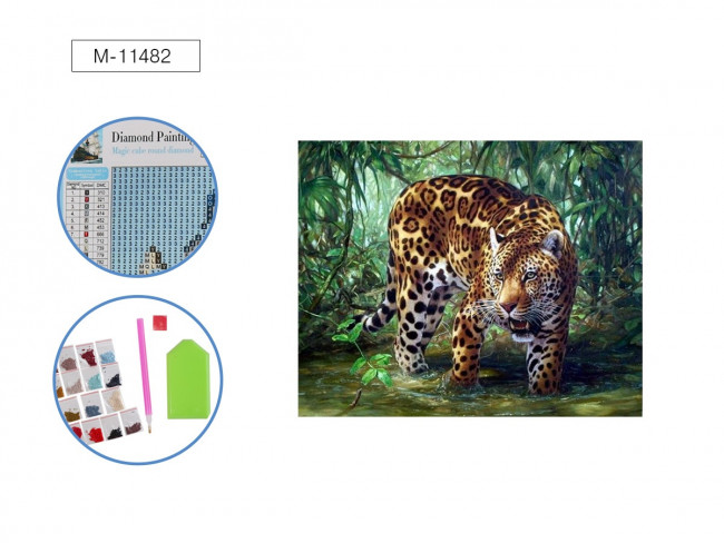 Алмазная мозаика ЛЕОПАРД, холст 25х30 см (размер выкладки 20х25 см), ОПП-упаковка Алмазная мозаика ЛЕОПАРД, холст 25х30 см (размер выкладки 20х25 см), ОПП-упаковка