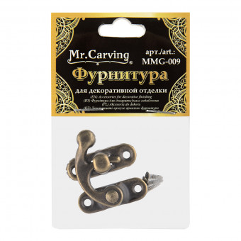 Фурнитура для шкатулок "замок" 3.3 x2.9см, бронза, 1шт, Mr. Carving/MMG-009 №02