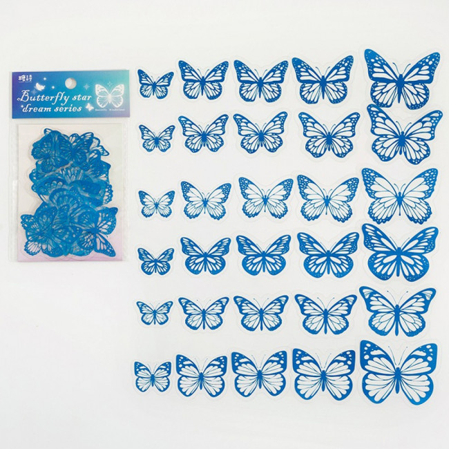 Наклейки декоративные "Бабочки" голографические синие, 30шт, ARTCoco/TS06F081