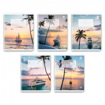 Тетрадь 24 клетка Магистр "Стильные яхты", белизна 100% (5 дизайнов ассорти) (15/150)