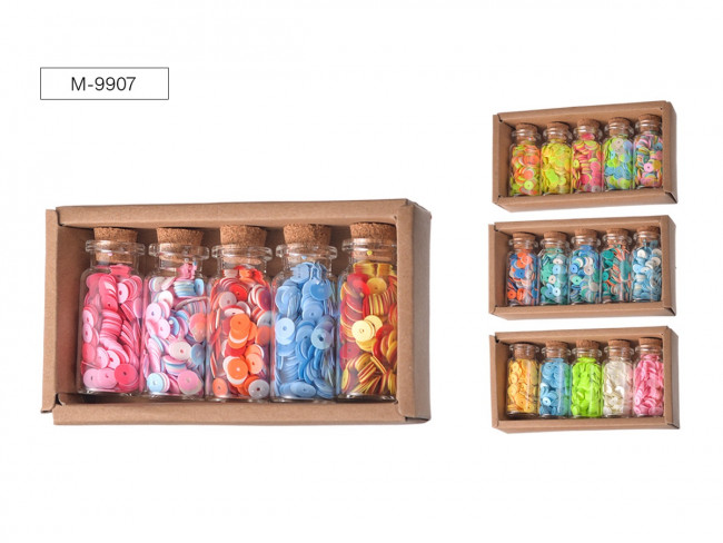 Набор пайеток декоративных № 2, 5 цветов x 7 г, стеклянная колба / картонная коробка