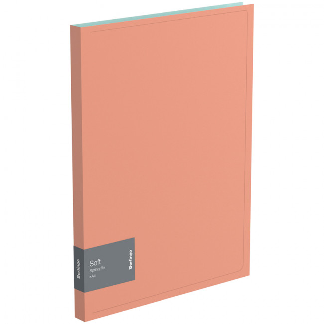 Папка c пружинным скоросшивателем Berlingo "Soft", 17мм, 600мкм, коралловая