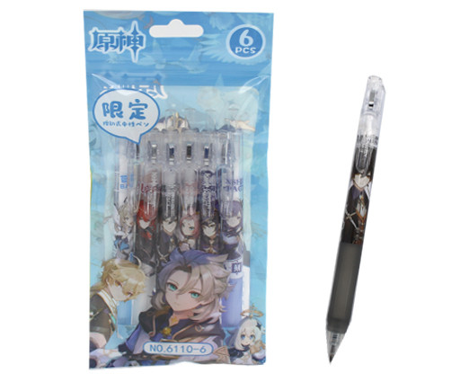 Ручки гелевые набор- 6 шт. CW-20 "Аниме" (черн) 0,5мм авт, с грипом, в зип-пакете №6110 (1/20/480) Ручки гелевые набор- 6 шт. CW-20 "Аниме" (черн) 0,5мм авт, с грипом, в зип-пакете №6110 (1/20/480)