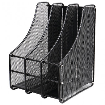 Лоток вертикальный металлический на 3 отделение, черный, WENZER OFFiCE /307С