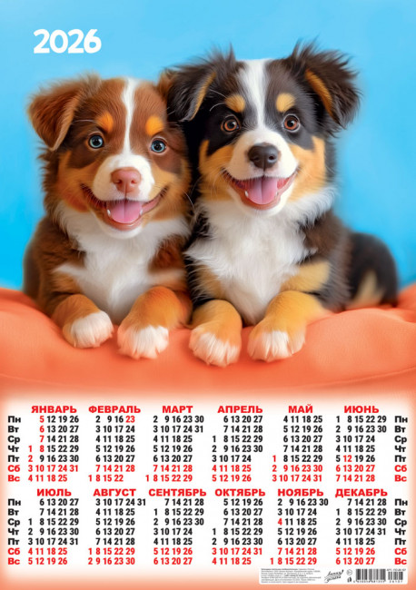 Календарь-плакат А2 2026г "Бодрая команда", ПО-26-107