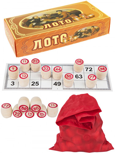 Русское лото (деревянные бочонки) в коробке 23x10 см P00058 М