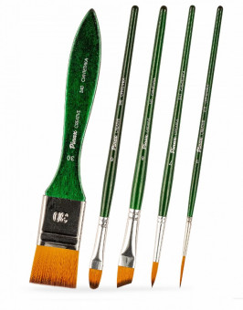 Набор кистей CREATIVE синтетика 5 шт. АССОРТИ с флейцем set17-5pc