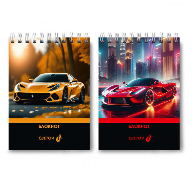 Блокнот А6 60л клетка "Крутые тачки", на гребне, Светоч/Б123_01217 (4)