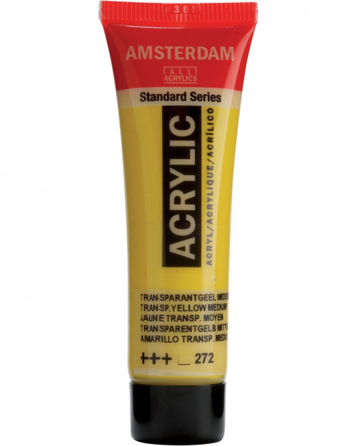 Краска акриловая Amsterdam туба 20мл №272 Жёлтый средний прозрачный