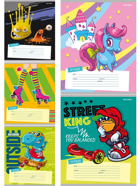 Тетрадь 18 клетка "Микс рисунков", скрепка, Prof-Press/Т18-2364 (25/150)