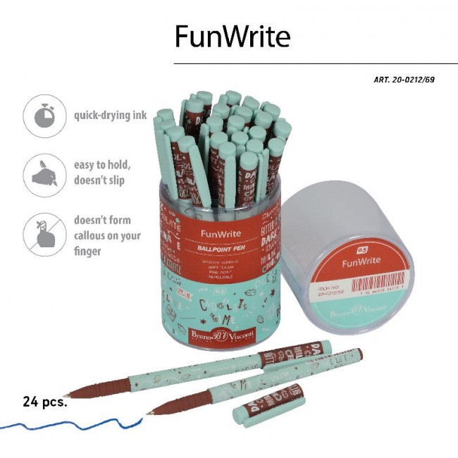 Ручка шариковая 0,5мм синяя "FunWrite. Мятный капучино", BV/20-0212/69 (24) Ручка шариковая 0,5мм синяя "FunWrite. Мятный капучино", BV/20-0212/69 (24)