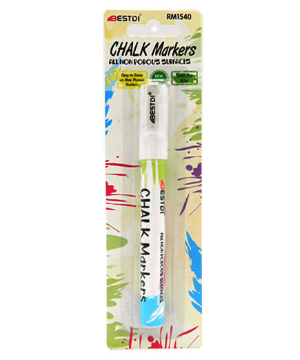 Маркер меловой 1 цв. DC-333/CZ-148 "Белый" 3мм круглый, на блистере RM1540 (2/400)