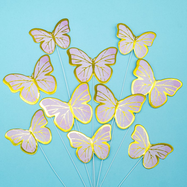 Вставка-топпер 18см "Бабочка" фольга, розовая, 10шт, Микрос/ч51377 (12)