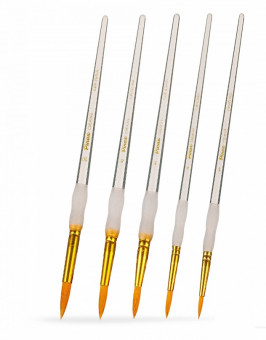 Набор кистей CREATIVE синтетика 5 шт. КРУГЛЫЕ, эргономичная ручка set43-5pc