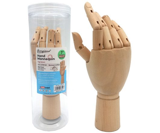 Манекен DD-135 "Рука правая" 18х6,5см, художественный, из дерева, в пластиковом тубусе G-HM-7R (1/48/96)