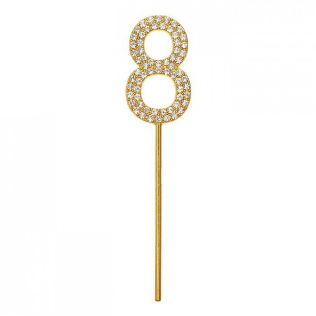 Топпер 10см со стразами "Цифра 8", золото, Микрос/ч34295 (12)